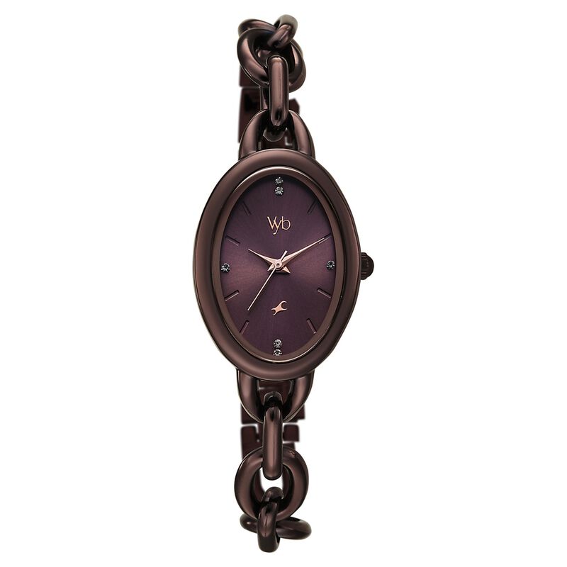 Vyb Manifester By Fastrack Quartz Analog Brown Dial Brown Metal Strap Watch For Girls