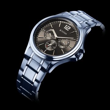 Titan Neo Splash Anthracite Dial Quartz Multifunction Stainless Steel Strap Watch for Men