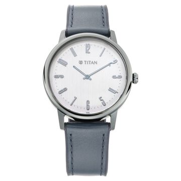 Titan Athleisure Grey Dial Analog Leather Strap Watch for Men