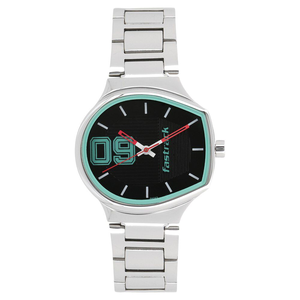 Buy Online Fastrack Varsity Quartz Analog Black Dial Stainless Steel Strap Watch for Girls 6175sm02 Titan