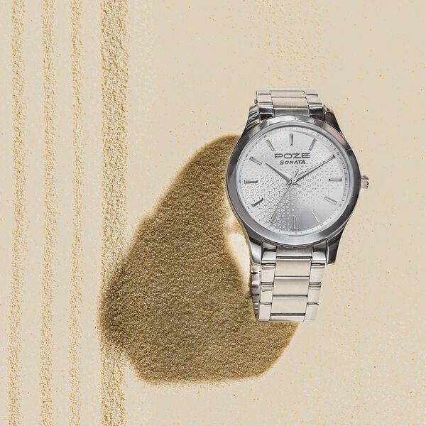 Sonata Poze Quartz Analog Silver Dial Metal Strap Watch For Men - image number 0