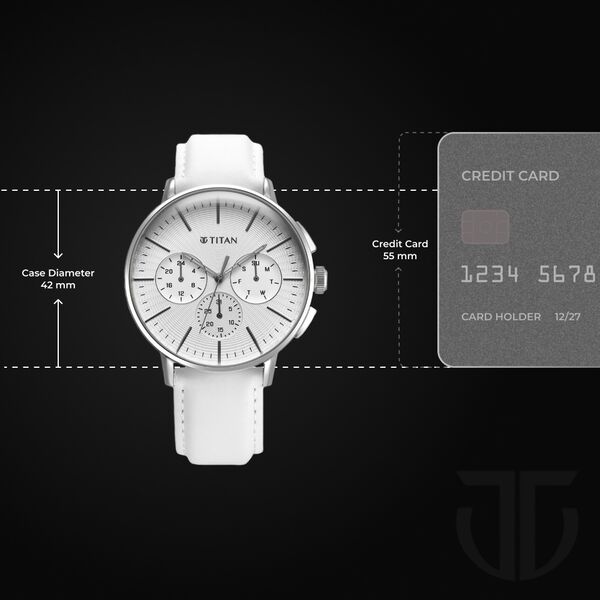 Titan Light leathers Multifunction Silver Dial Leather Strap Watch For Men - image number 2
