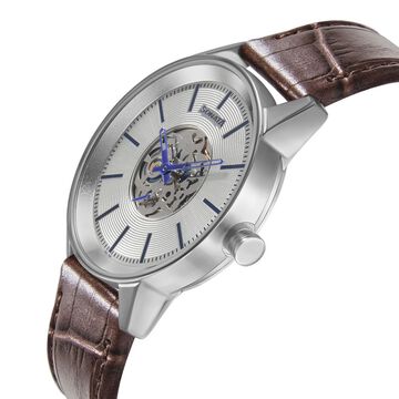 Sonata Quartz Multifunction Silver Dial Leather Strap Watch for Men