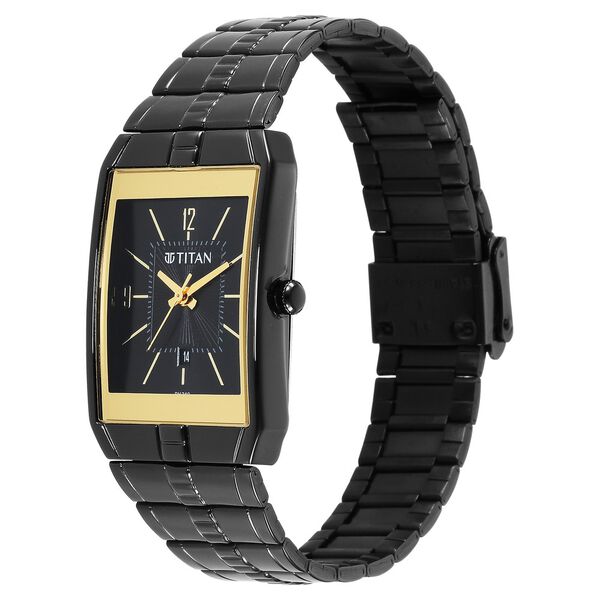 Titan Quartz Analog Black Dial Stainless Steel Strap Watch for Men - image number 2
