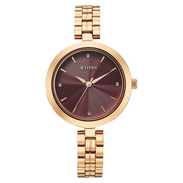 Titan Titan Karishma Quartz Analog Pink Dial Rose Gold Stainless Steel Strap Watch For Women