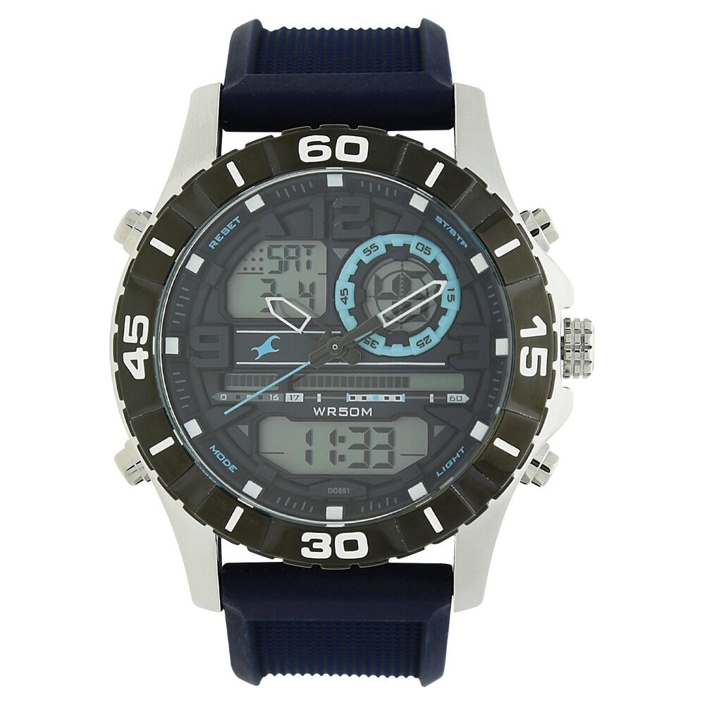 Buy Online Fastrack Quartz Analog Digital Grey Dial Silicone Strap Watch for Guys ns38035sp02 Titan