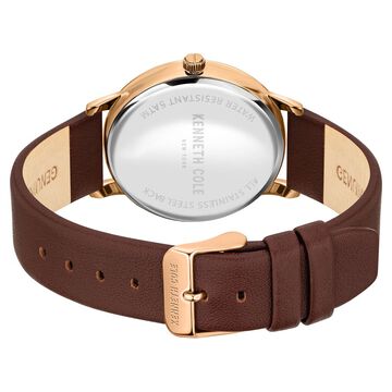 Kenneth Cole Quartz Analog Grey Dial Leather Strap Watch for Men