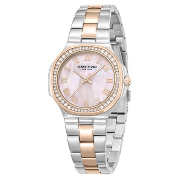 Kenneth Cole Quartz Analog Pink Mother of Pearl Dial Two Toned Stainless Steel Strap Watch For Women