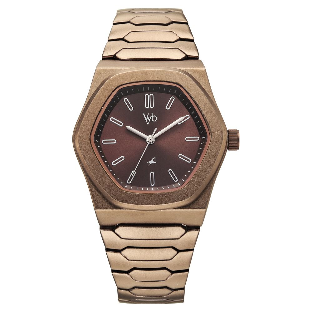 Vyb Limitless By Fastrack Quartz Analog Brown Dial Brown Metal Strap Watch For Guys-picture-29