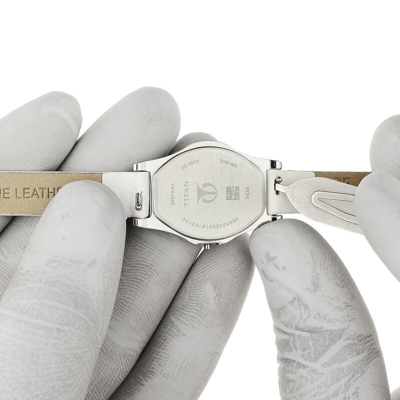 10 mm White Genuine Leather Strap for Women - image number 6