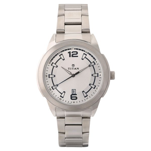 Titan Quartz Analog with Date White Dial Stainless Steel Strap Watch for Men - image number 1