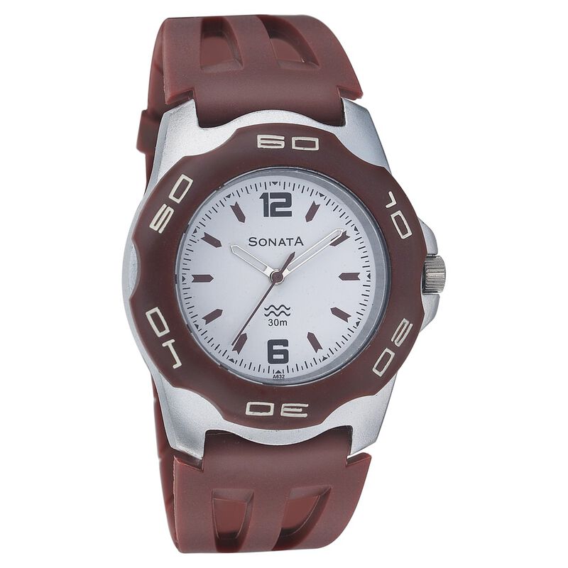 Sonata Quartz Analog Pink Dial Strap Watch for Men