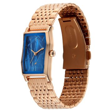 Fastrack Oceanyx 2.0 Analog Watch for Women with Blue Dial & Rose Gold Metal Strap
