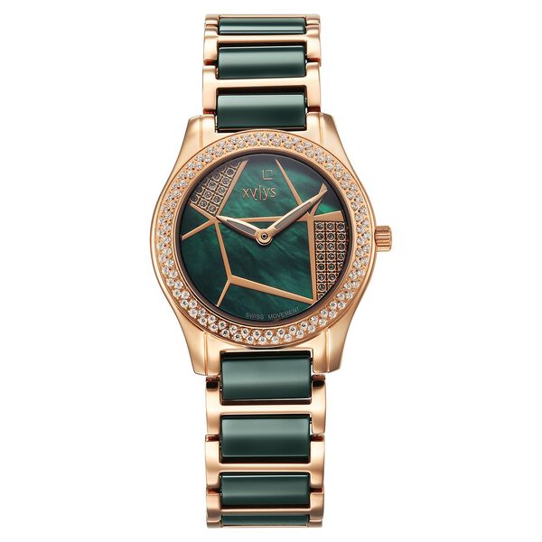 Xylys Shimmer Swiss Aanlog Steel & Ceramic Mother of Pearl Green Dial Watch for Women - image number 0