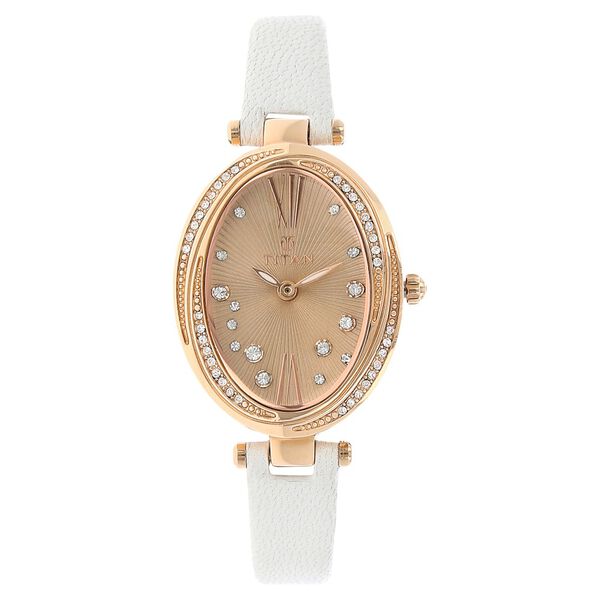 Titan Quartz Analog Rose Gold Dial Leather Strap Watch for Women - image number 0