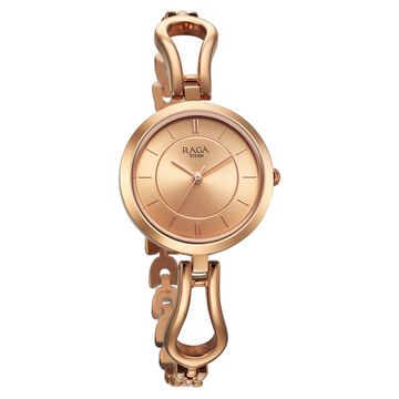 Titan Raga Quartz Analog Rose Gold Dial Rose Gold Metal Strap Watch For Women