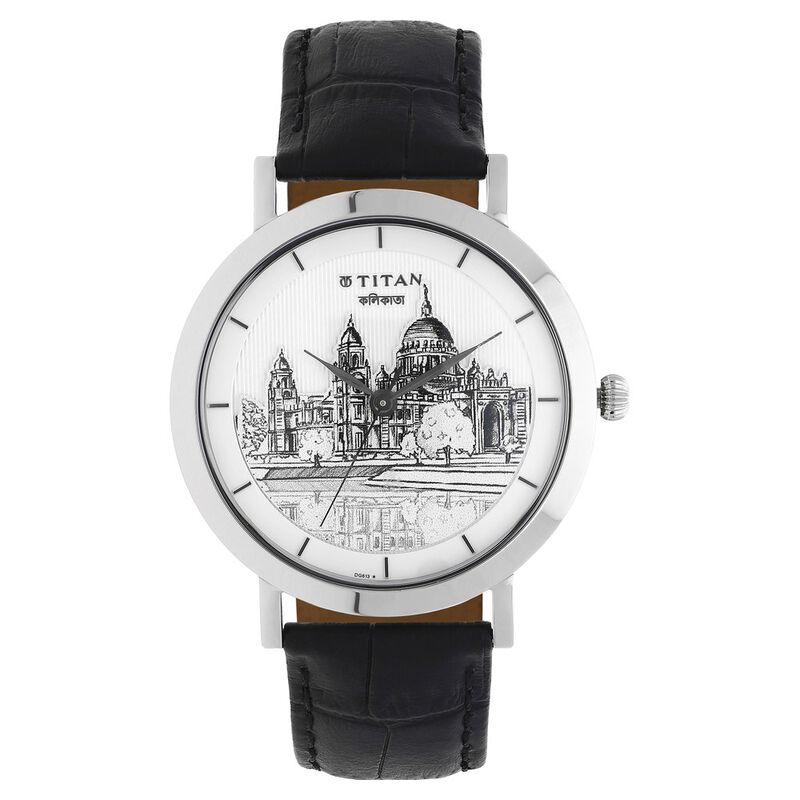 Titan Forever Kolkata Off White Dial Analog Leather Strap watch for Men