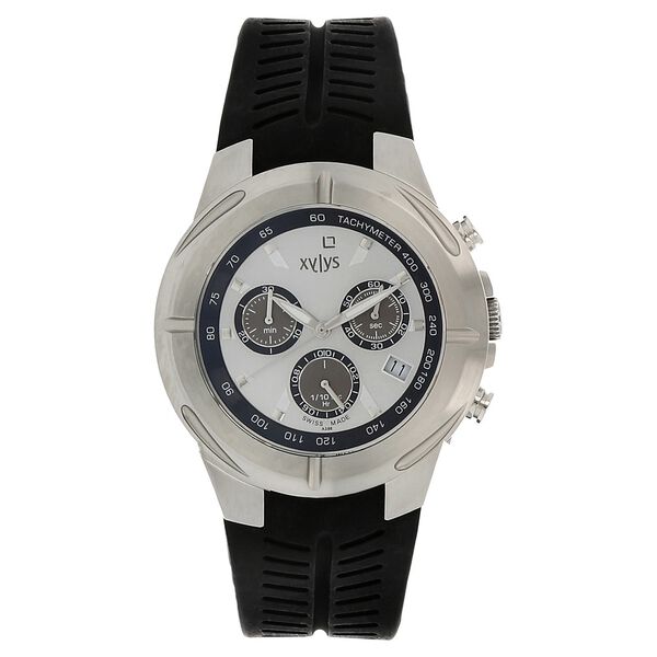 Xylys Swiss Chronograph Black Plastic Strap and Silver Dial Watch For Men - image number 0