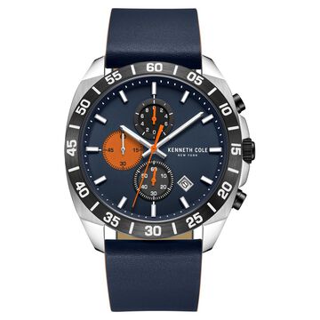 Kenneth Cole Quartz Chronograph Blue dial Leather Strap Watch for Men