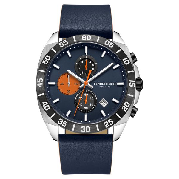 Kenneth Cole Quartz Chronograph Blue dial Leather Strap Watch for Men - image number 0