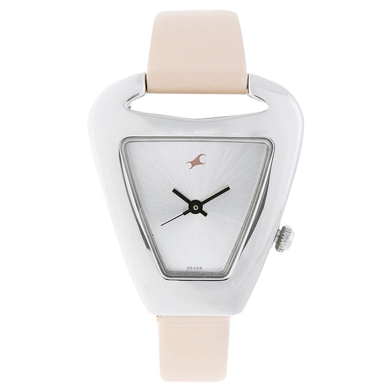 Fastrack Quartz Analog Silver Dial Leather Strap Watch for Girls