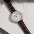 Sonata Poze Quartz Analog Silver Dial Brown Leather Strap Watch For Men - image number 0