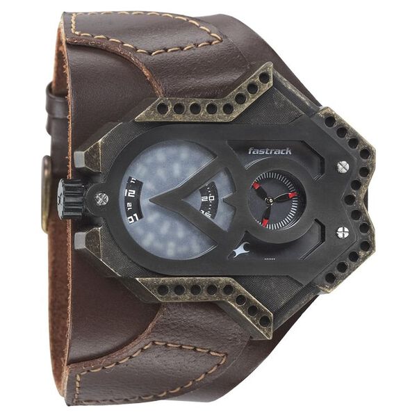 Fastrack Quartz Analog Black Dial Leather Strap Watch for Guys - image number 0