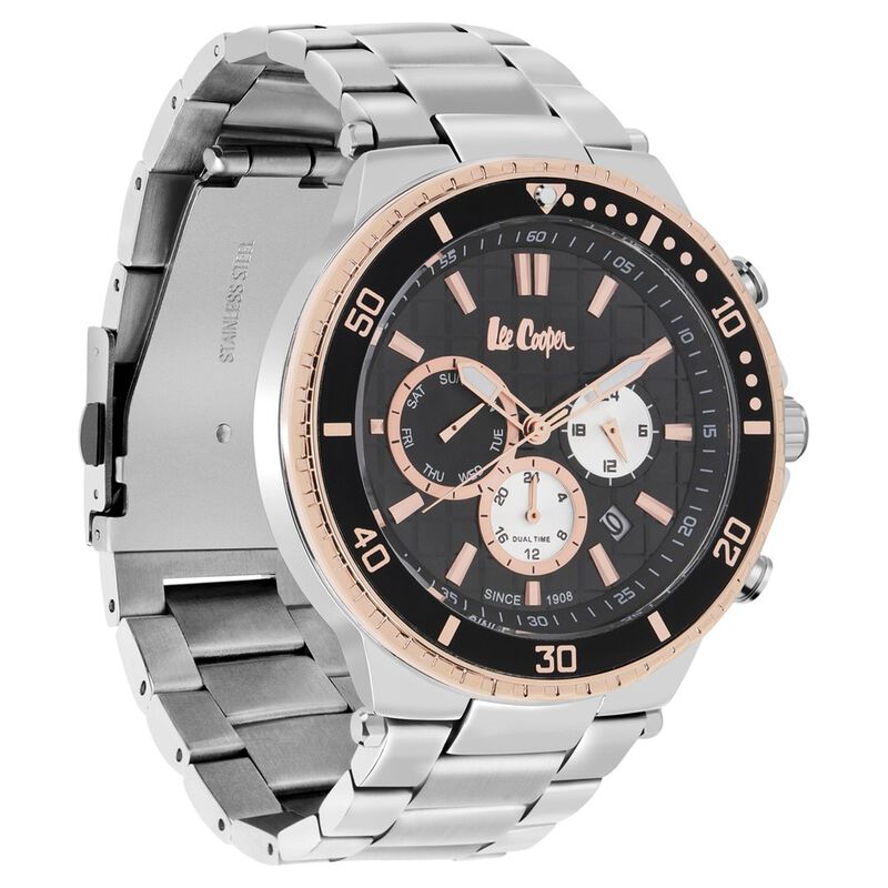 Lee Cooper Quartz Multifunction Black Dial Stainless Steel Strap Watch for Men - image number 1