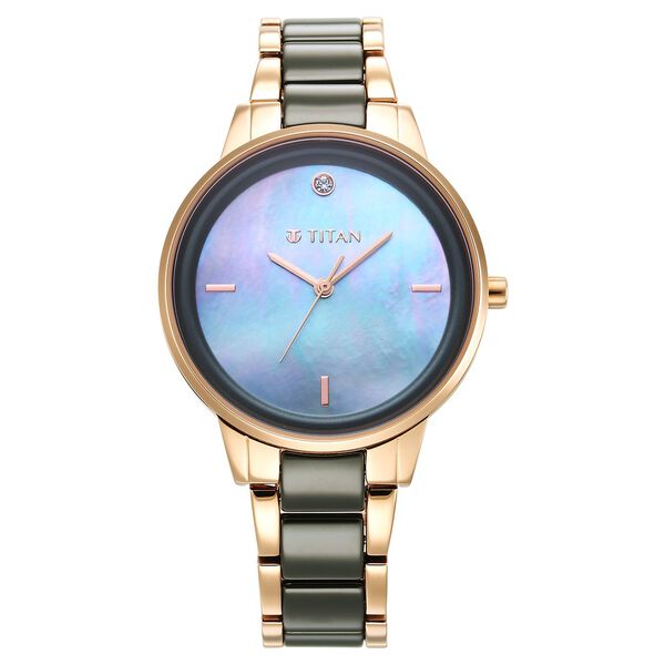 Titan Purple Ceramics Green Dial Analog Steel and Ceramic Strap watch for Women - image number 1