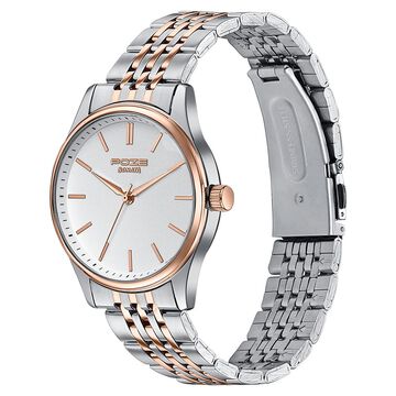 Sonata Poze Quartz Analog White Dial Two Toned Colour Stainless Steel Strap Watch For Men