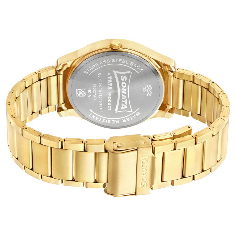 Buy Online Sonata Quartz Analog with Day and Date Green Dial Stainless Steel Strap Watch for Men ns77082ym05w Titan