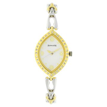 Sonata Wedding White Dial Women Watch With Metal Strap