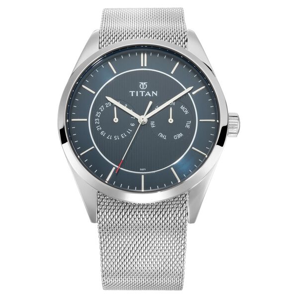 Titan Quartz Multifunction Blue Dial Stainless Steel Strap Watch for Men - image number 0