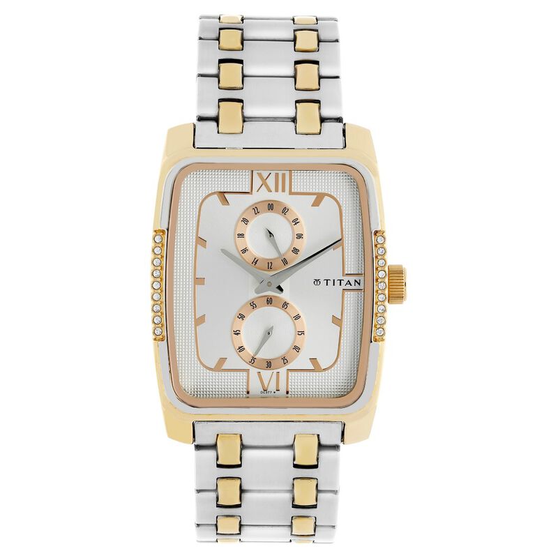 Titan Quartz Analog Silver Dial Stainless Steel Strap Watch for Men