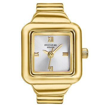 Sonata Poze Quartz Analog Silver Dial Golden Colour Metal Strap Watch For Women