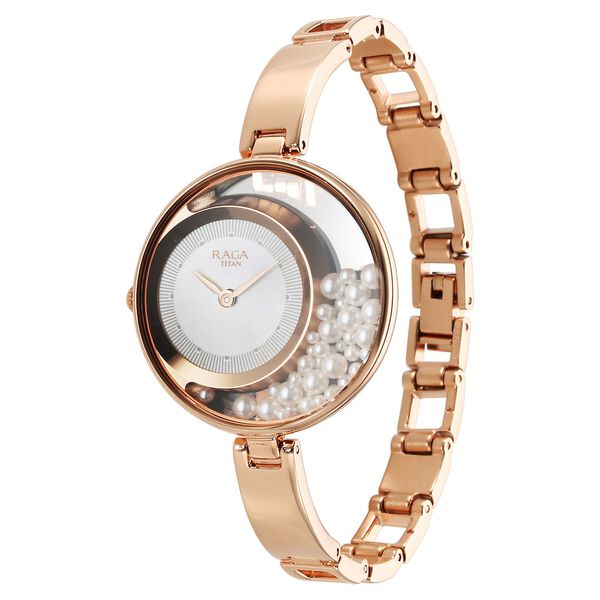 Titan Raga Power Pearls Quartz Analog White Dial with loose pearls Metal Strap Watch for Women - image number 5