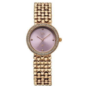 Vyb Iconique By Fastrack Quartz Analog Purple Dial Rose Gold Metal Strap Watch For Girls