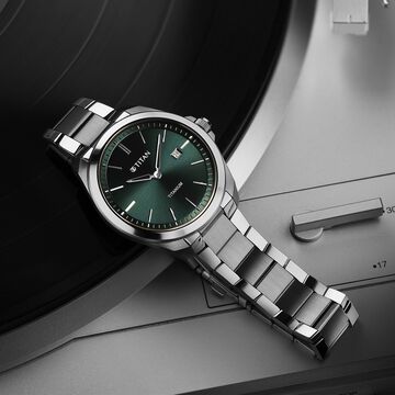 Titan Titanium Quartz Analog Green Dial Titanium Strap Watch for Men