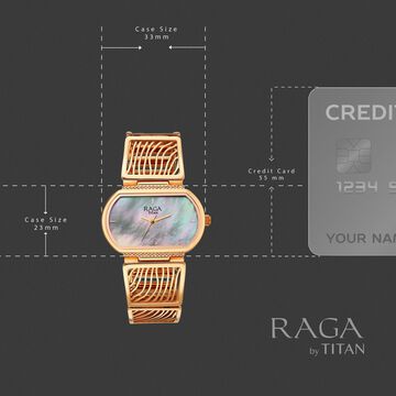 Titan Raga Ethereal Quartz Analog Mother of Pearl Dial Rose Gold Metal Strap Watch For Women