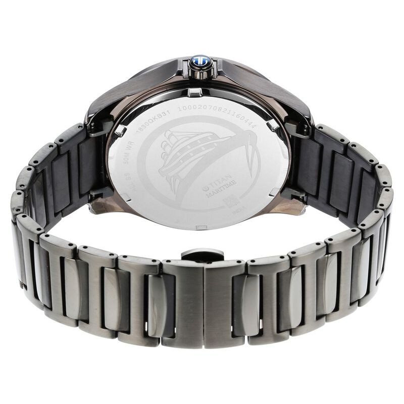 Titan Maritime Quartz Multifunction Anthracite Dial Stainless Steel Strap Watch for Men - image number 4
