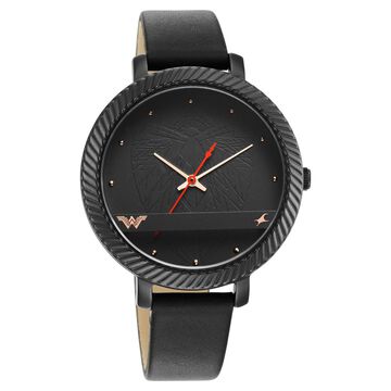 Fastrack Wonder Woman Quartz Analog Black Dial Leather Strap Watch for Girls