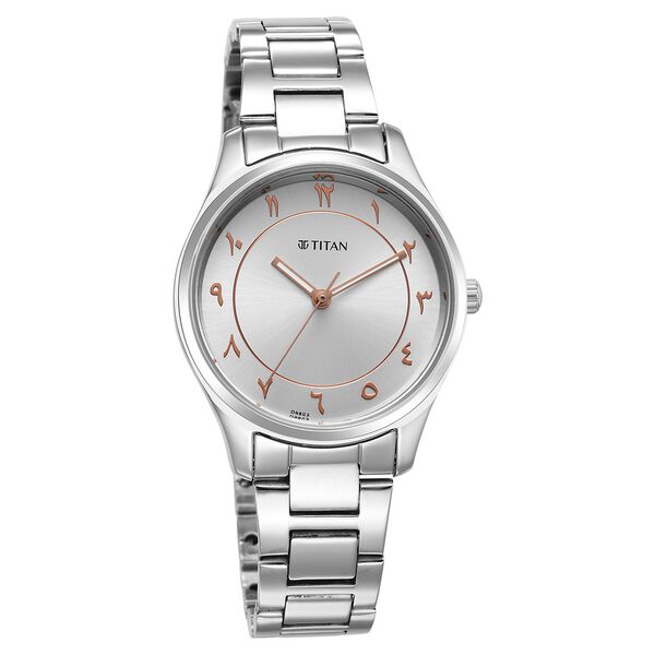 Titan Marhaba Silverwhite Dial Women Watch With Stainless Steel Strap - image number 0
