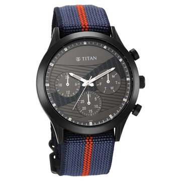 Titan Athleisure Anthracite Dial Quartz Multifunction Nylon Strap watch for Men