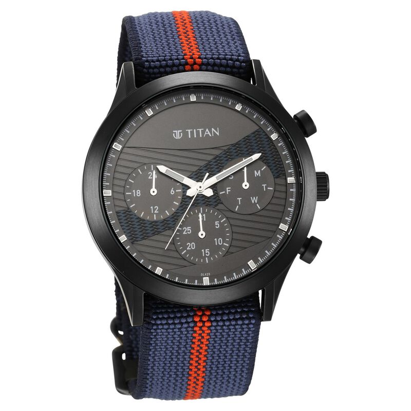Titan Athleisure Anthracite Dial Quartz Multifunction Nylon Strap watch for Men
