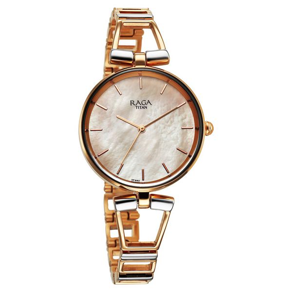 Titan Raga Ascend Quartz Analog Mother Of Pearl Dial With Two Toned Color Metal Strap Watch For Women - image number 1