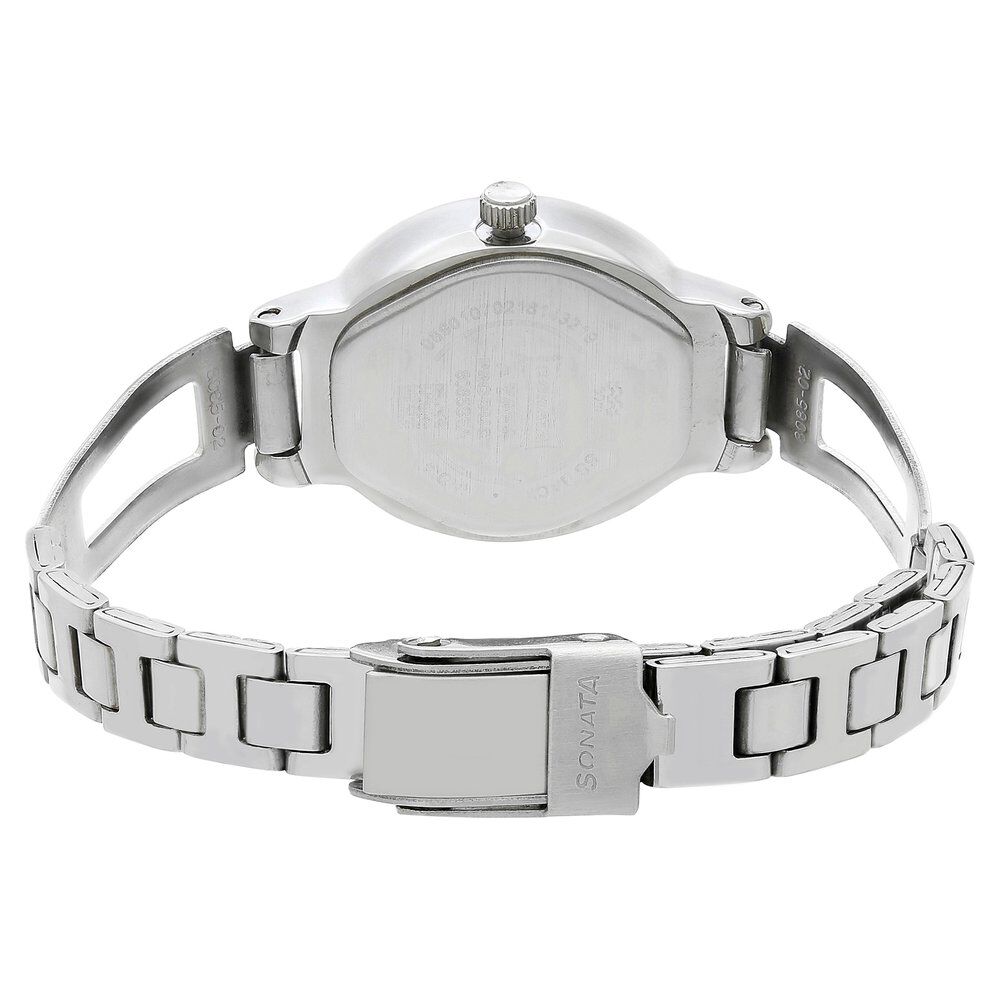 Buy Online Sonata Pankh Silver Dial Women Watch With Stainless Steel Strap ns8085sm02 Titan