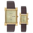 Sonata Quartz Analog Champagne Dial Strap Watch for Couple - image number 0