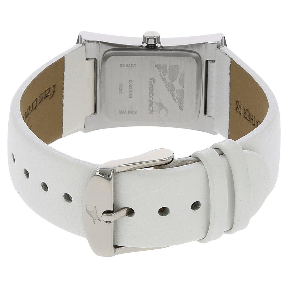 Buy Online Fastrack Quartz Analog White Dial Leather Strap Watch for Girls ns6093sl01 Titan