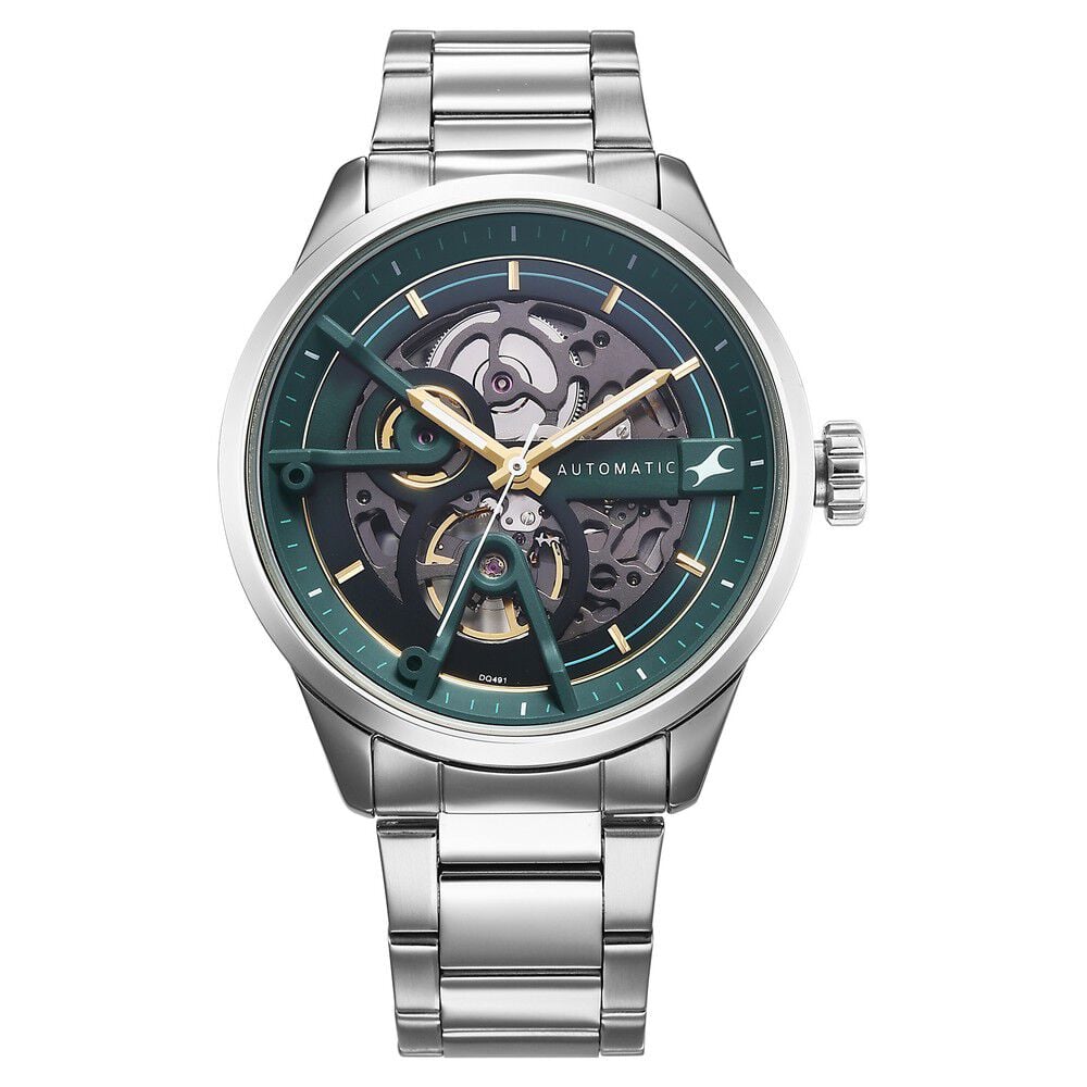 Fastrack Automatics Green Dial Silver Metal Strap Automatic Watch ForGuys-image-27