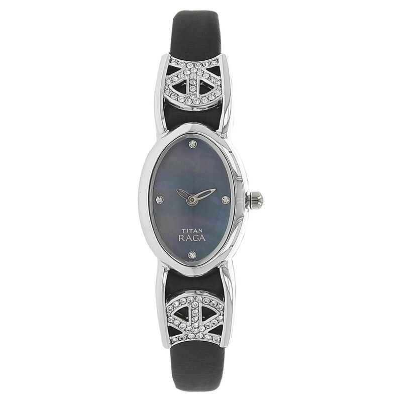 Titan Quartz Analog Black Dial Leather Strap Watch for Women - image number 0